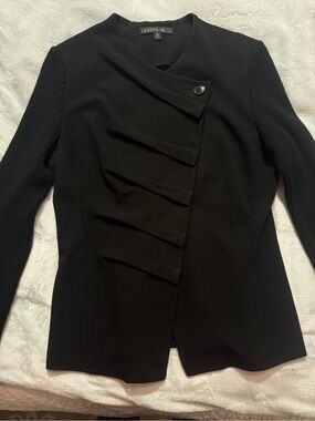 Lafayette 148 New York Black Asymmetrical Pleat-Front Jacket